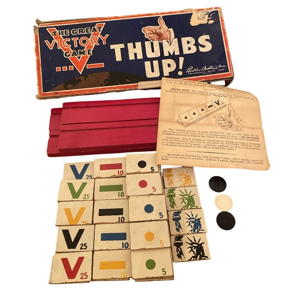 VINTAGE 1941 The Great Victory Thumbs‎ Up! Board Game by PARKER BROTHERS